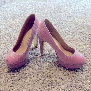 Elegant Pink Glitter Heels